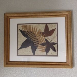 Vintage Handmade Fall Leaves Wall Art  Wooden Frame EUC